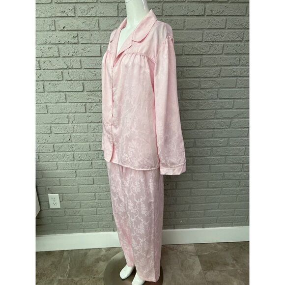Adonna Women Pink Floral Matte Satin Pajamas Size XXL Top / L Bottom - Picture 6 of 10
